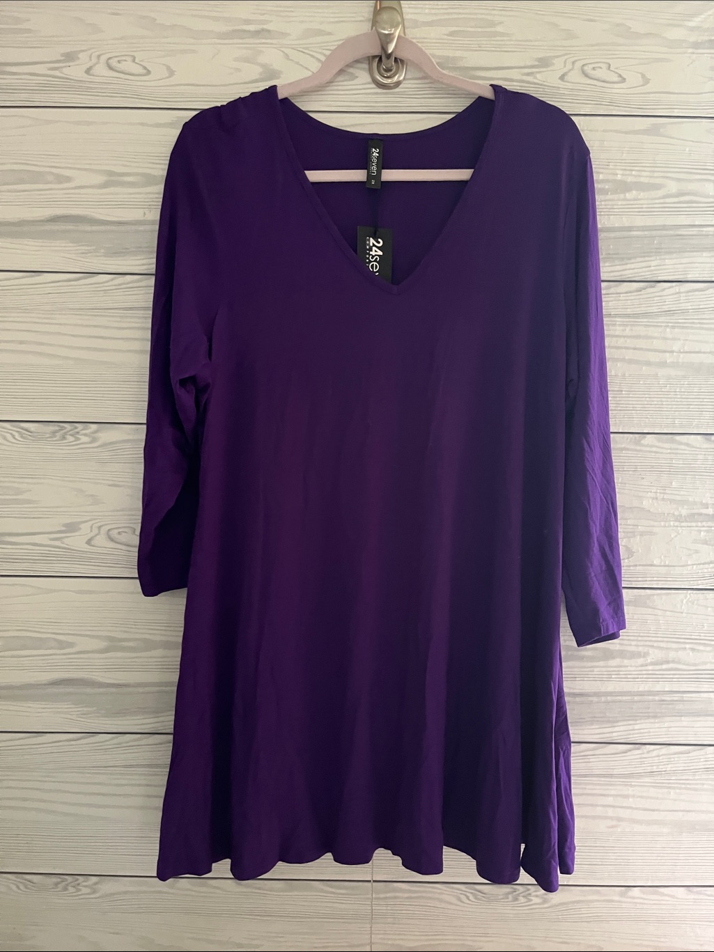 24 Seven Comfort Purple Tunic Top 2x